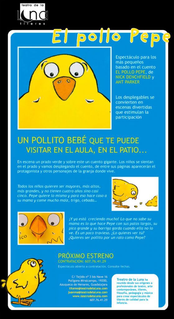 El pollo Pepe - Un pollito bebé que te puede visitar en el aula, en el  patio... - ASSITEJ España